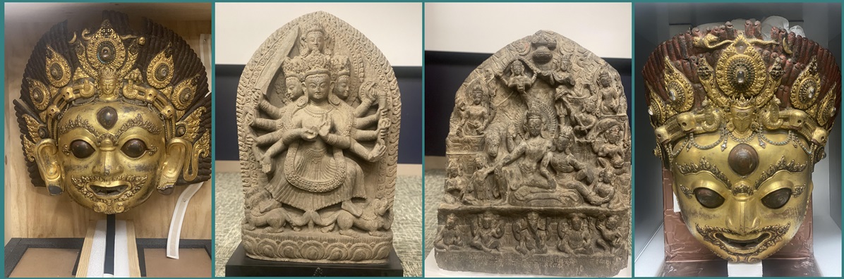 अमेरिकाबाट फिर्ता आएका नेपालका चार मूर्ति। तस्बिरः नेपयोर्क डटकम