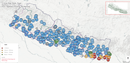 यी चार स्थानमा भारी वर्षा