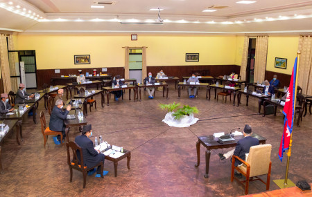 सोमबार बसेको मन्त्रिपरिषद बैठक। तस्बिर स्रोत: राजन काफ्ले