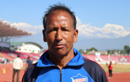 कर्णालीका एथ्लेटिक्स प्रशिक्षक हरिबहादुर रोकाया।