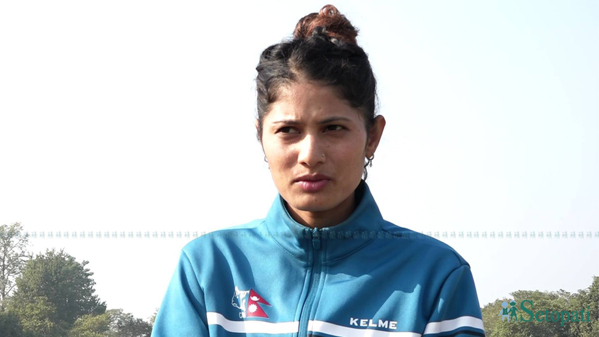 नेपाली महिला राष्ट्रिय क्रिकेट टोलीकी उपकप्तान बिन्दु रावल। तस्बिरः सबिता बुढा/सेतोपाटी