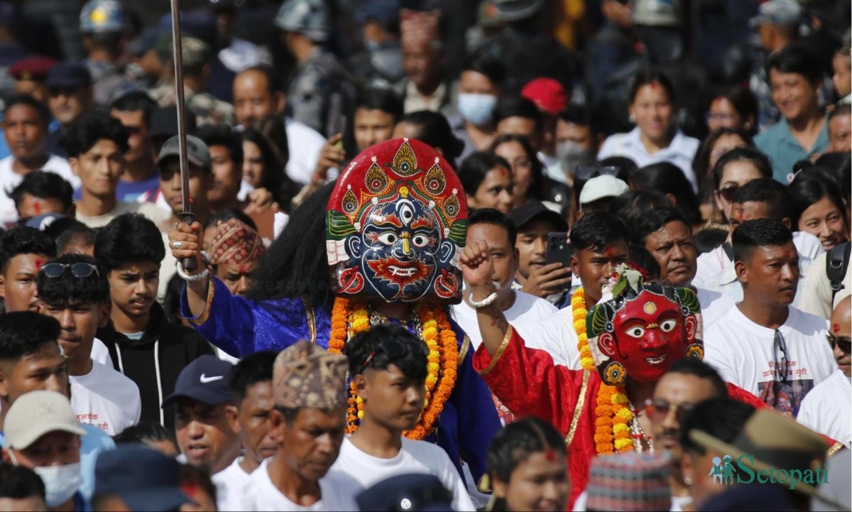 २०८१ सालको इन्द्रजात्रामा। तस्बिरः नवीनबाबु गुरूङ/सेतोपाटी