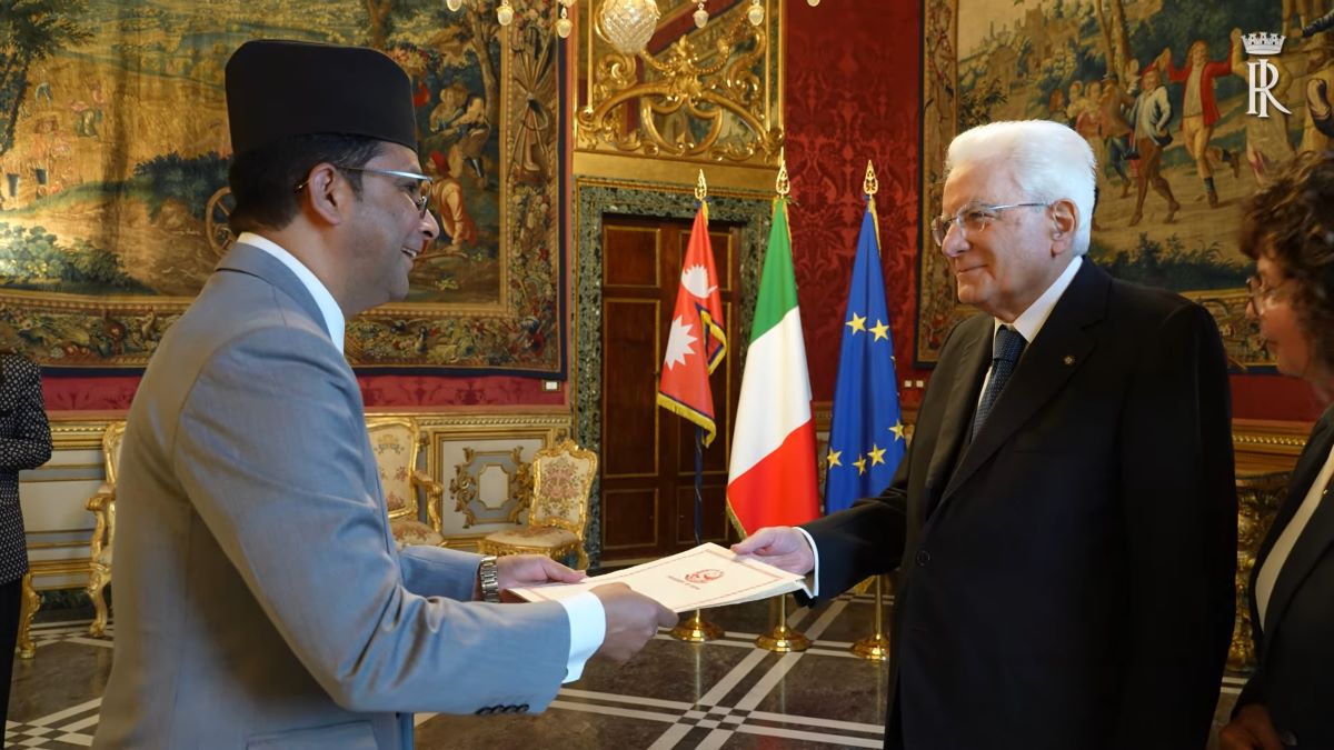 इटालीका राष्ट्रपतिसमक्ष राजदूत सुवेदीले प्रस्तुत गरे ओहोदाको प्रमाणपत्र